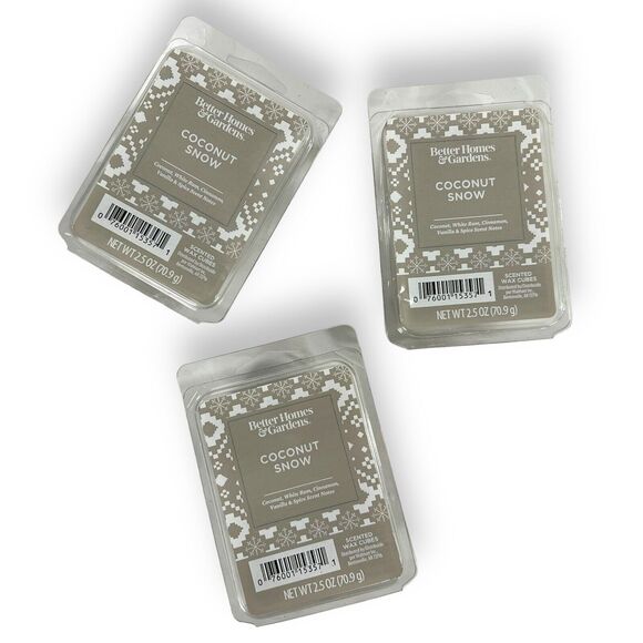 3-Pack BH&G COCONUT SNOW Wax Cube Melts Winter Holiday Food Tropical Christmas - Picture 3 of 16